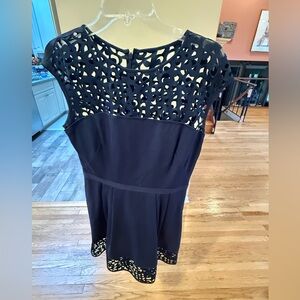 Lauren Ralph Lauren Navy Laser-Cut Fit & Flare Dress – Size 10